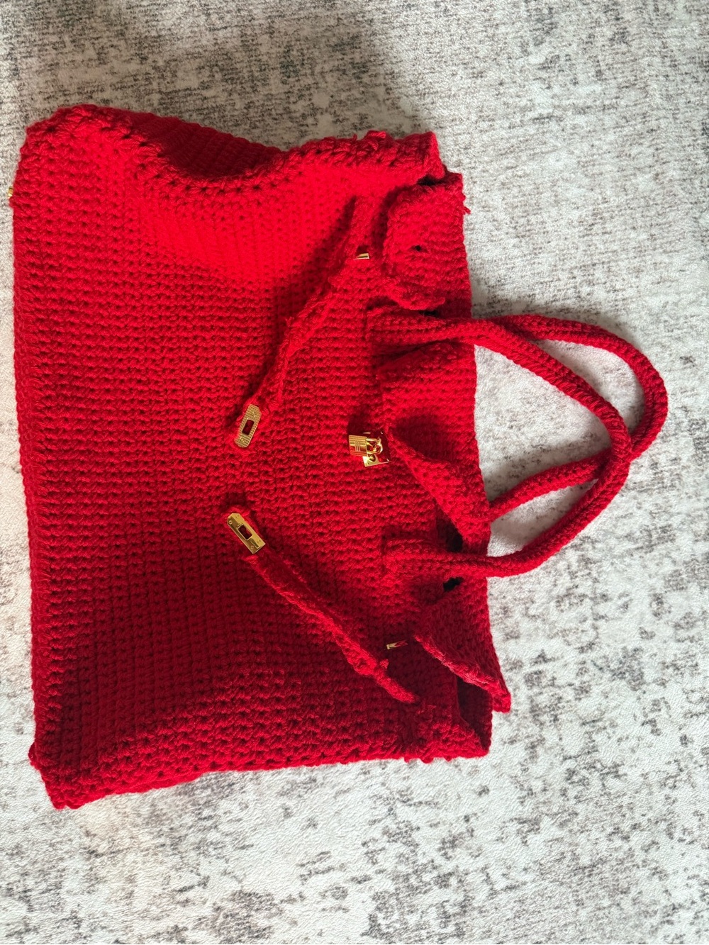 Handcrafted Red Crochet Tote Bag